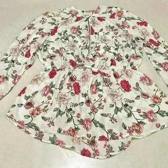 Orange Kiss Floral Elastic Waist Gold Zipper Top Size XL - Picture 1 of 3